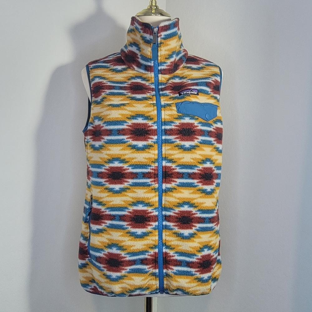 Patagonia Synchilla Fleece Vest Colorful Southwest Aztec Women's Size Medium
